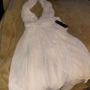 Elegant White Halter Dress